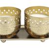 imageDeco 79 Metal Decorative Candle Egyptian Mint Scented Cutout Spotted 7 oz 1 Wick Aromatherapy Candle with White Wax Set of 2 Wax Aromatherapy Candle 8quot W 4quot H GoldWhite