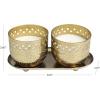 imageDeco 79 Metal Decorative Candle Egyptian Mint Scented Cutout Spotted 7 oz 1 Wick Aromatherapy Candle with White Wax Set of 2 Wax Aromatherapy Candle 8quot W 4quot H GoldWhite