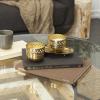imageDeco 79 Metal Decorative Candle Egyptian Mint Scented Cutout Spotted 7 oz 1 Wick Aromatherapy Candle with White Wax Set of 2 Wax Aromatherapy Candle 8quot W 4quot H GoldWhite