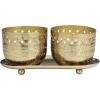 imageDeco 79 Metal Decorative Candle Egyptian Mint Scented Cutout Spotted 7 oz 1 Wick Aromatherapy Candle with White Wax Set of 2 Wax Aromatherapy Candle 8quot W 4quot H GoldWhite