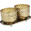 imageDeco 79 Metal Decorative Candle Egyptian Mint Scented Cutout Spotted 7 oz 1 Wick Aromatherapy Candle with White Wax Set of 2 Wax Aromatherapy Candle 8quot W 4quot H GoldWhite