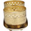 imageDeco 79 Metal Decorative Candle Egyptian Mint Scented Cutout Spotted 7 oz 1 Wick Aromatherapy Candle with White Wax Set of 2 Wax Aromatherapy Candle 8quot W 4quot H GoldWhite