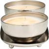 imageDeco 79 Metal Decorative Candle Jasmine Scented 12 oz 2 Wick Aromatherapy Candle with White Wax Set of 2 Wax Aromatherapy Candle 10quot W 3quot H SilverWhite