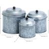 imageDeco 79 Metal Decorative Jars Galvanized Decorative Containers Set of 3 Decorative Keepsake Boxes 8quot 7quot 6quotH Silver