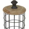 imageDeco 79 Metal Kitchen Living Room Decorative Jars Caged Style Decorative Container with Wood Lids Set of 2 Jar with Lid 16quot 13quot H Black