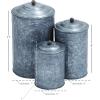imageDeco 79 Metal Living Room Decorative Jars Galvanized Ribbed Decorative Container with Gold Ball Knobs Set of 3 Jar with Lid 12quot 9quot 8quotH Gray
