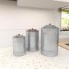imageDeco 79 Metal Living Room Decorative Jars Galvanized Ribbed Decorative Container with Gold Ball Knobs Set of 3 Jar with Lid 12quot 9quot 8quotH Gray