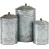 imageDeco 79 Metal Living Room Decorative Jars Galvanized Ribbed Decorative Container with Gold Ball Knobs Set of 3 Jar with Lid 12quot 9quot 8quotH Gray