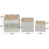 imageDeco 79 Metal Living Room Decorative Jars Laser Cut Metal Decorative Container with Carved Wood Lids Set of 3 Jar with Lid 7quot 6quot 4quotH White8  6  5W