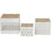 imageDeco 79 Metal Living Room Decorative Jars Laser Cut Metal Decorative Container with Carved Wood Lids Set of 3 Jar with Lid 7quot 6quot 4quotH White8  6  5W