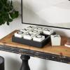 imageDeco 79 Wood Tic Tac Toe Game Set with White Block Pieces 14quot x 14quot x 4quot Black
