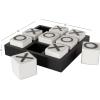 imageDeco 79 Wood Tic Tac Toe Game Set with White Block Pieces 14quot x 14quot x 4quot Black