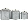 imageDeco 79 Metal Decorative Jars Galvanized Decorative Containers Set of 3 Decorative Keepsake Boxes 8quot 7quot 6quotH Silver