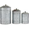 imageDeco 79 Metal Living Room Decorative Jars Galvanized Ribbed Decorative Container with Gold Ball Knobs Set of 3 Jar with Lid 12quot 9quot 8quotH Gray