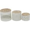 imageDeco 79 Metal Living Room Decorative Jars Laser Cut Metal Decorative Container with Carved Wood Lids Set of 3 Jar with Lid 7quot 6quot 4quotH White7  6  4H