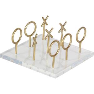 imageCosmoLiving by Cosmopolitan Acrylic Plastic Tic Tac Toe Game Set with Gold Stick Pieces 8quot x 8quot x 5quot Gold