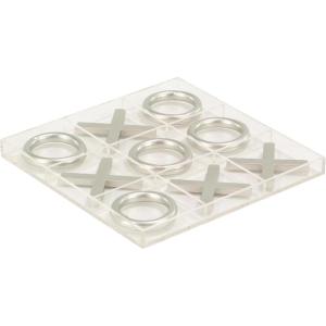 imageDeco 79 Acrylic Plastic Tic Tac Toe Game Set with Silver Pieces 12quot x 12quot x 1quot Clear