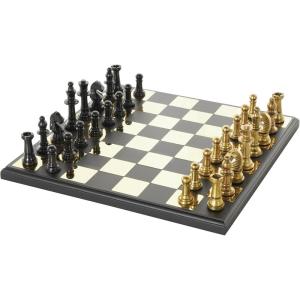 imageDeco 79 Aluminum Metal Chess Game Set 17quot x 17quot x 5quot GoldGold