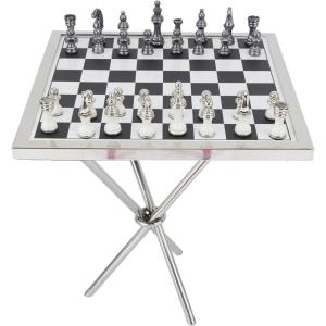 imageDeco 79 Aluminum Metal Chess Game Set 22quot x 22quot x 25quot SilverSilver