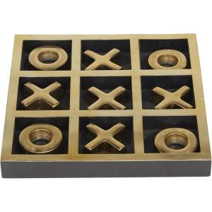 imageDeco 79 Aluminum Tic Tac Toe Game Set with Gold Inlay 9quot x 9quot x 1quot GoldGold