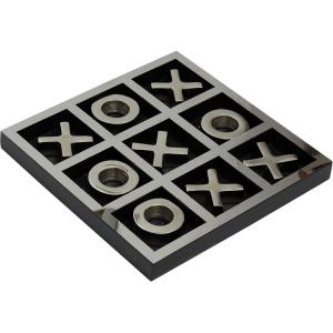 imageDeco 79 Aluminum Tic Tac Toe Game Set with Gold Inlay 9quot x 9quot x 1quot GoldSilver