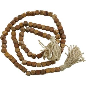 imageDeco 79 Mango Wood Handmade Hexagon Carved Geometric Long Beaded Garland with Tassel 80quot x 1quot x 1quot BlueDark Brown