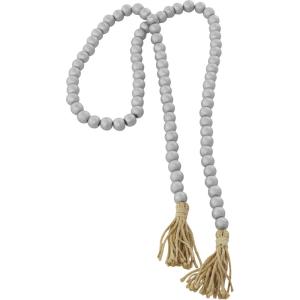 imageDeco 79 Mango Wood Handmade Hexagon Carved Geometric Long Beaded Garland with Tassel 80quot x 1quot x 1quot BlueDark Silver