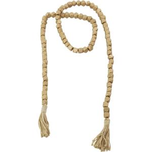 imageDeco 79 Mango Wood Handmade Hexagon Carved Geometric Long Beaded Garland with Tassel 80quot x 1quot x 1quot BlueGold
