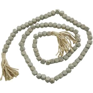 imageDeco 79 Mango Wood Handmade Hexagon Carved Geometric Long Beaded Garland with Tassel 80quot x 1quot x 1quot BlueGrey