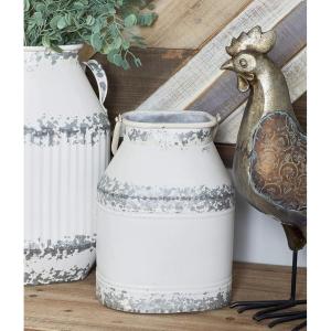imageDeco 79 Metal Decorative Jars Set of 2 11quot 14quotH White