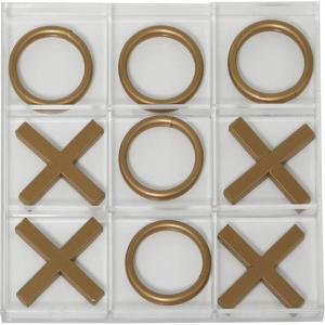 imageDeco 79 Metal Tic Tac Toe Game Set with Gold Pieces 12quot x 1quot x 12quot GoldGold