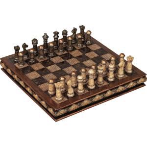 imageDeco 79 Polystone Chess Game Set 10quot x 10quot x 3quot Brown