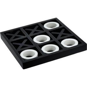 imageDeco 79 Traditional Wood Decorative Classic Game Set Housewarming Wedding Gift 14quot L x 14quot W x 2quot H Black 56997