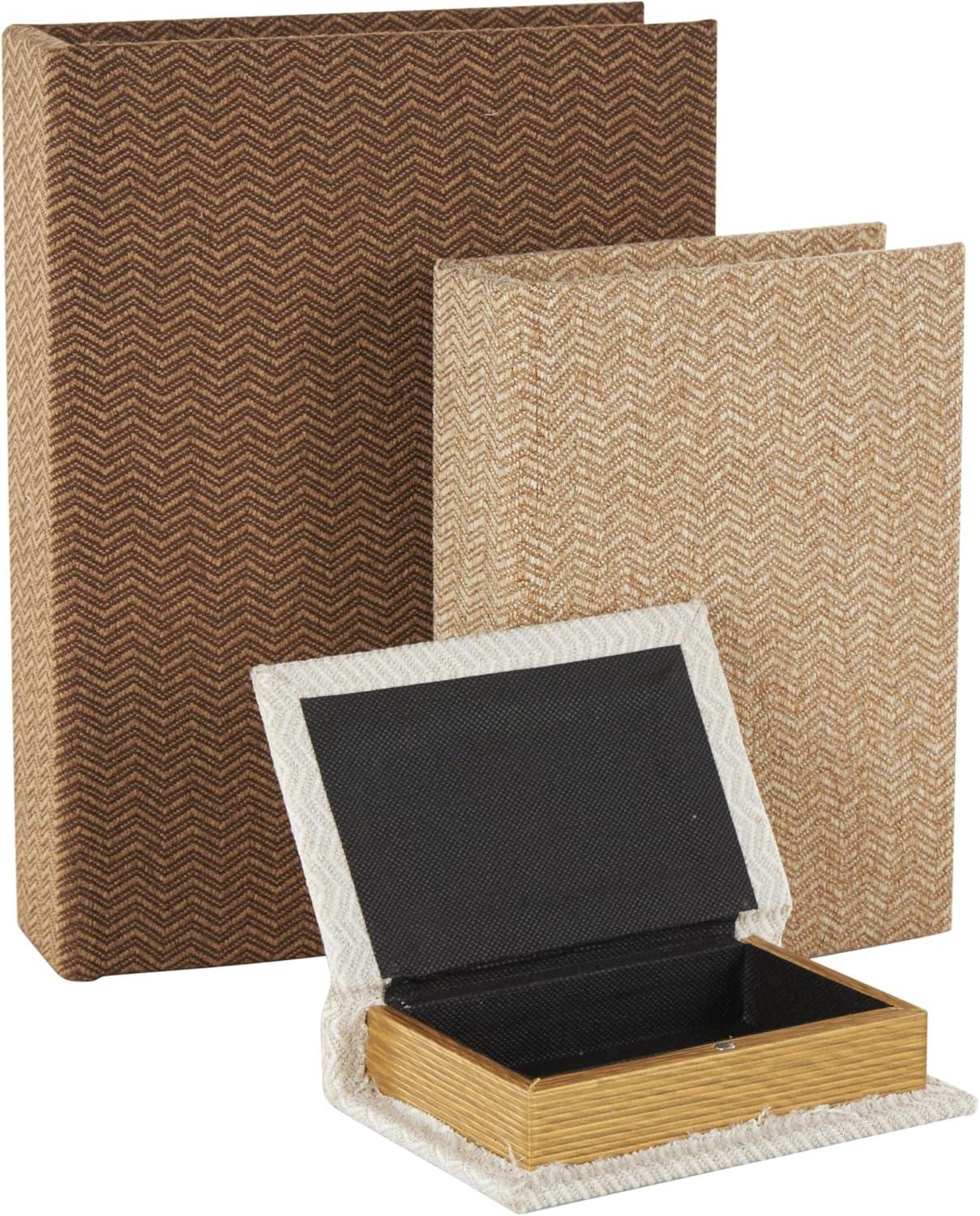 imageDeco 79 Linen Fabric Decorative Box Faux Storage Book Book Shaped Boxes Set of 3 Decorative Keepsake Boxes 12quot 9quot 6quotH Light GrayMulti Colored