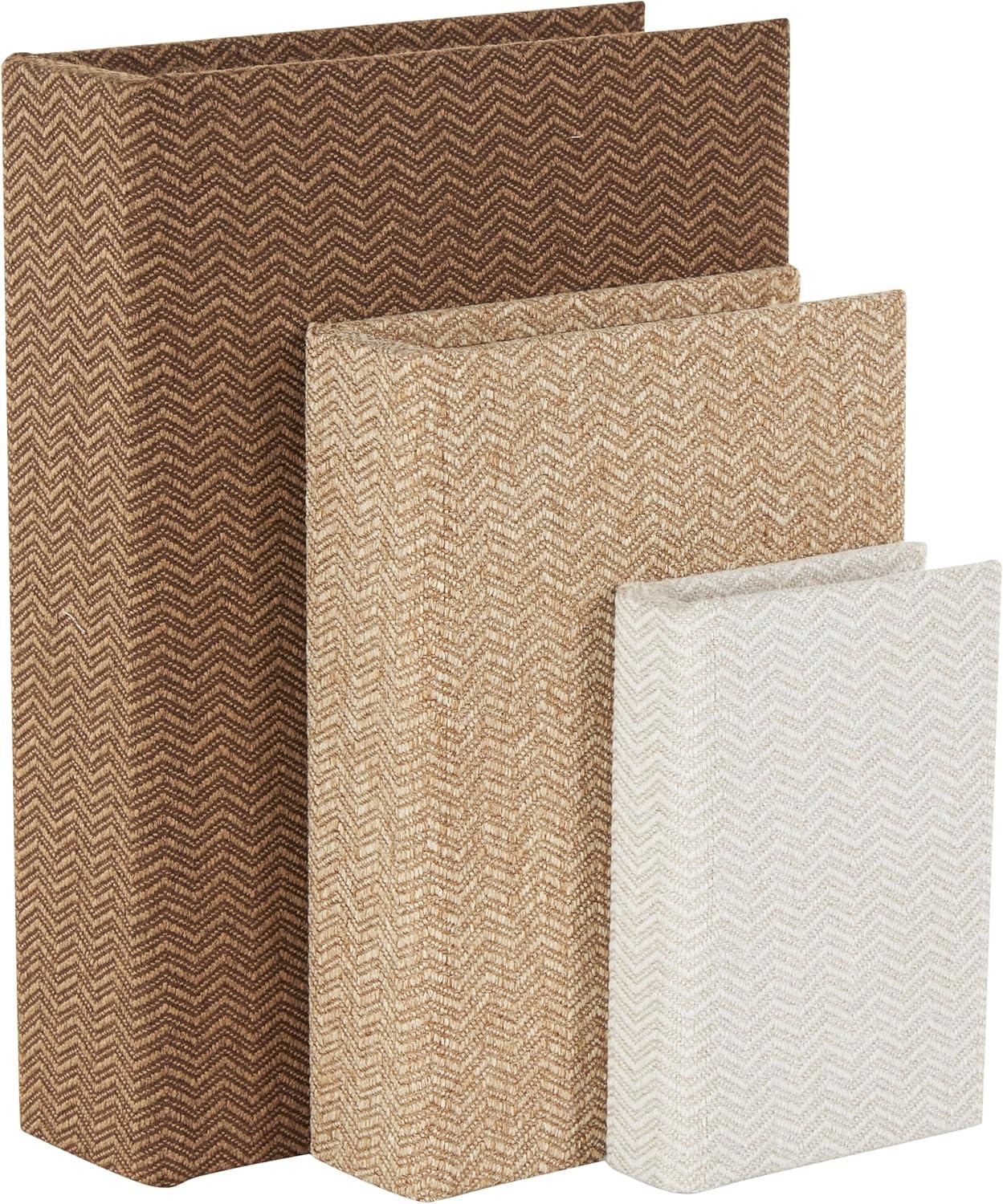 imageDeco 79 Linen Fabric Decorative Box Faux Storage Book Book Shaped Boxes Set of 3 Decorative Keepsake Boxes 12quot 9quot 6quotH Light GrayMulti Colored