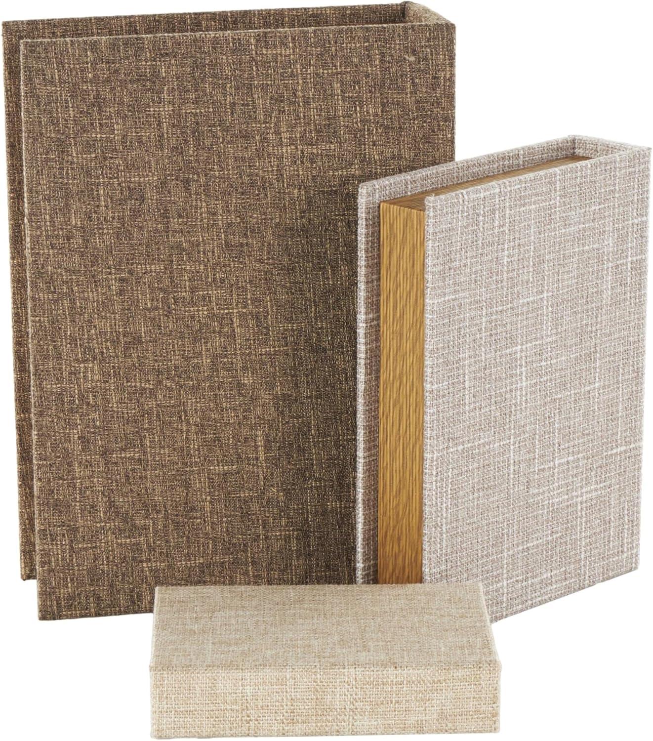 imageDeco 79 Linen Fabric Decorative Box Faux Storage Book Book Shaped Boxes Set of 3 Decorative Keepsake Boxes 12quot 9quot 6quotH Light GrayMulti Colored