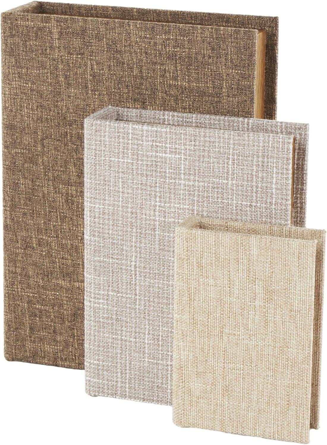 imageDeco 79 Linen Fabric Decorative Box Faux Storage Book Book Shaped Boxes Set of 3 Decorative Keepsake Boxes 12quot 9quot 6quotH Light GrayMulti Colored
