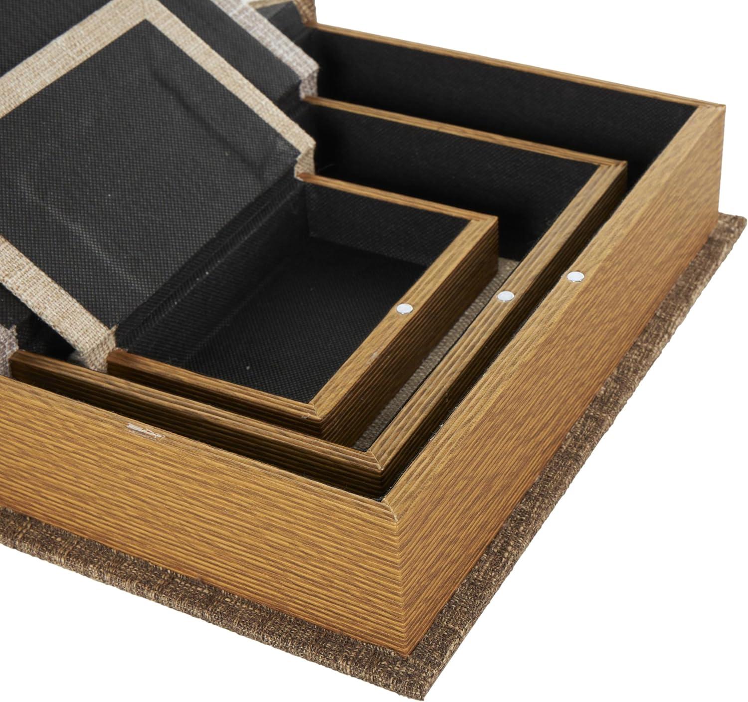 imageDeco 79 Linen Fabric Decorative Box Faux Storage Book Book Shaped Boxes Set of 3 Decorative Keepsake Boxes 12quot 9quot 6quotH Light GrayMulti Colored