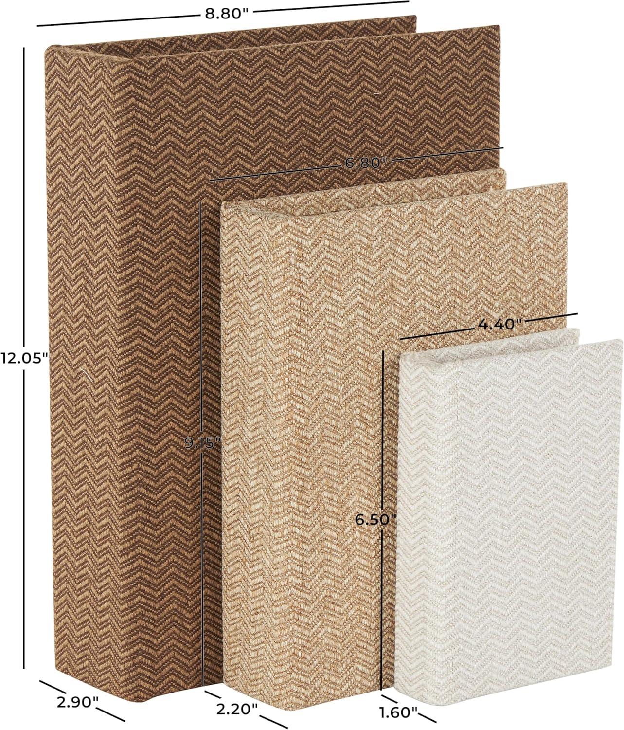 imageDeco 79 Linen Fabric Decorative Box Faux Storage Book Book Shaped Boxes Set of 3 Decorative Keepsake Boxes 12quot 9quot 6quotH Light GrayMulti Colored