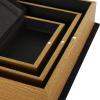 imageDeco 79 Linen Fabric Decorative Box Faux Storage Book Book Shaped Boxes Set of 3 Decorative Keepsake Boxes 12quot 9quot 6quotH Light GrayBlack