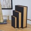 imageDeco 79 Linen Fabric Decorative Box Faux Storage Book Book Shaped Boxes Set of 3 Decorative Keepsake Boxes 12quot 9quot 6quotH Light GrayBlack