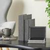imageDeco 79 Linen Fabric Decorative Box Faux Storage Book Book Shaped Boxes Set of 3 Decorative Keepsake Boxes 12quot 9quot 6quotH Light GrayBlack