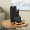 imageDeco 79 Linen Fabric Decorative Box Faux Storage Book Book Shaped Boxes Set of 3 Decorative Keepsake Boxes 12quot 9quot 6quotH Light GrayBlack