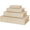 imageDeco 79 Linen Fabric Decorative Box Faux Storage Book Book Shaped Boxes Set of 3 Decorative Keepsake Boxes 12quot 9quot 6quotH Light GrayCream