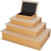 imageDeco 79 Linen Fabric Decorative Box Faux Storage Book Book Shaped Boxes Set of 3 Decorative Keepsake Boxes 12quot 9quot 6quotH Light GrayCream