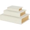 imageDeco 79 Linen Fabric Decorative Box Faux Storage Book Book Shaped Boxes Set of 3 Decorative Keepsake Boxes 12quot 9quot 6quotH Light GrayCream