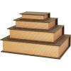 imageDeco 79 Linen Fabric Decorative Box Faux Storage Book Book Shaped Boxes Set of 3 Decorative Keepsake Boxes 12quot 9quot 6quotH Light GrayDark Brown