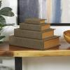 imageDeco 79 Linen Fabric Decorative Box Faux Storage Book Book Shaped Boxes Set of 3 Decorative Keepsake Boxes 12quot 9quot 6quotH Light GrayDark Brown