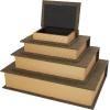 imageDeco 79 Linen Fabric Decorative Box Faux Storage Book Book Shaped Boxes Set of 3 Decorative Keepsake Boxes 12quot 9quot 6quotH Light GrayDark Brown
