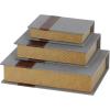 imageDeco 79 Linen Fabric Decorative Box Faux Storage Book Book Shaped Boxes Set of 3 Decorative Keepsake Boxes 12quot 9quot 6quotH Light GrayGray